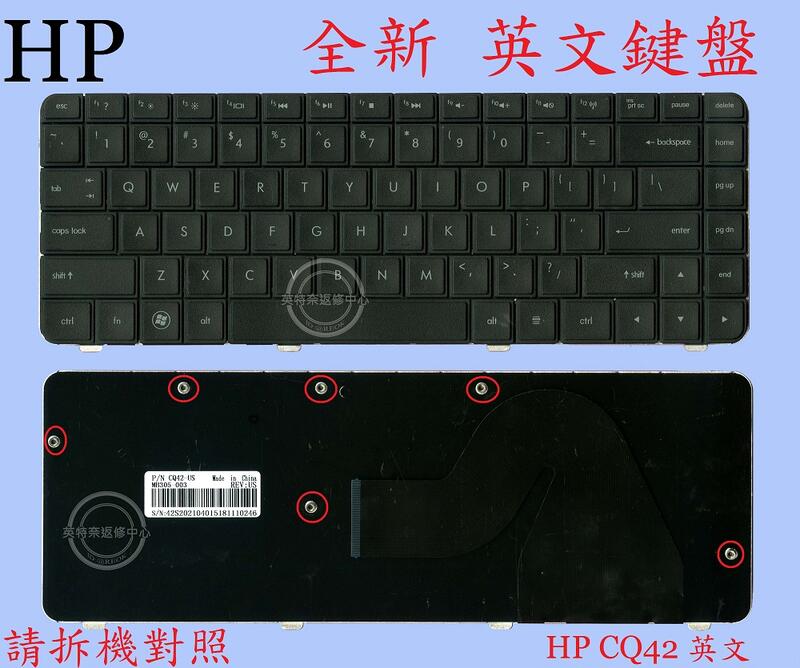 HP 惠普 G42 CQ42-153TX CQ42-154TX CQ42-155TX CQ42-156TX 英文鍵盤